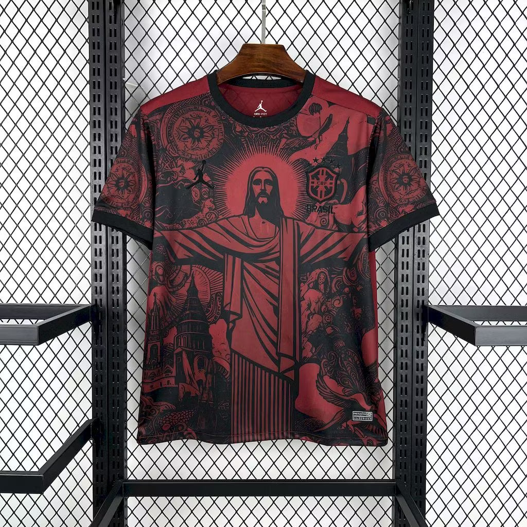 Camiseta roja sombra de edición especial de Jesús de Brasil 2025