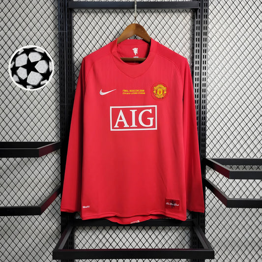 Manchester United 2008 Retro-Heimtrikot mit langen Ärmeln