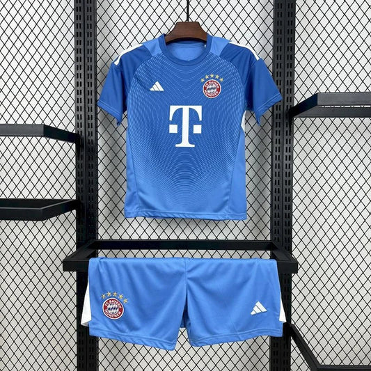 Bayern 2025 blaues Torwarttrikot für Kinder