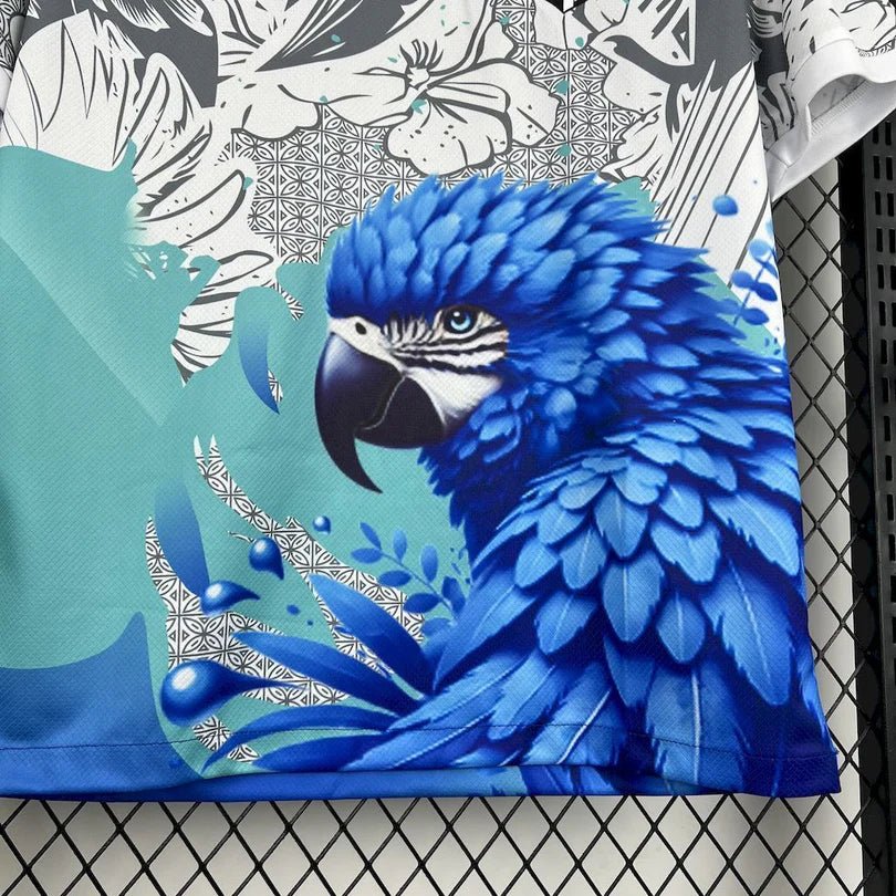 Brazil 2025 Special White Blue Parrot Jersey