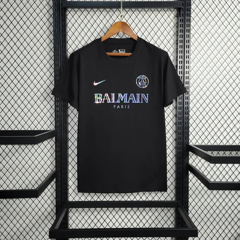 PSG Paris Saint-Germain 2023 Schwarzes Balmain-Trikot