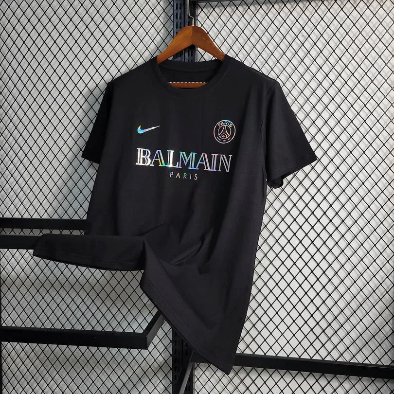 PSG Paris Saint-Germain 2023 Schwarzes Balmain-Trikot