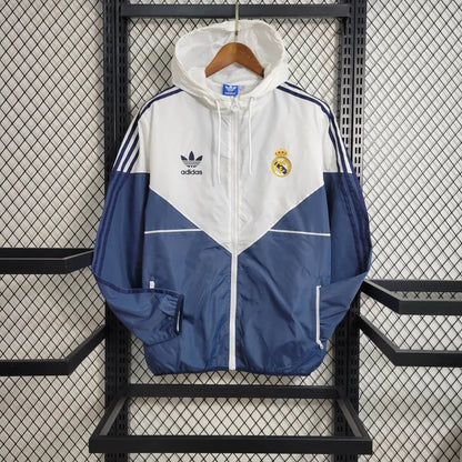 Real Madrid 2023 Windbreaker White Blue Soccer Jersey