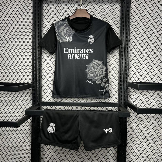 Real Madrid 2024 Y3 rosafarbenes spezielles schwarzes Kindertrikot